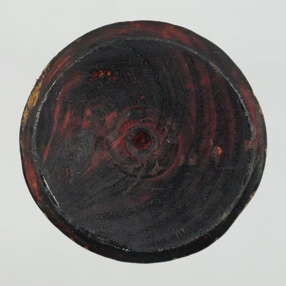 Romanian 2007 Hand Turned Hand Painted Floral Wooden Pedestal Vase - 8.75" - Picture 2 of 7